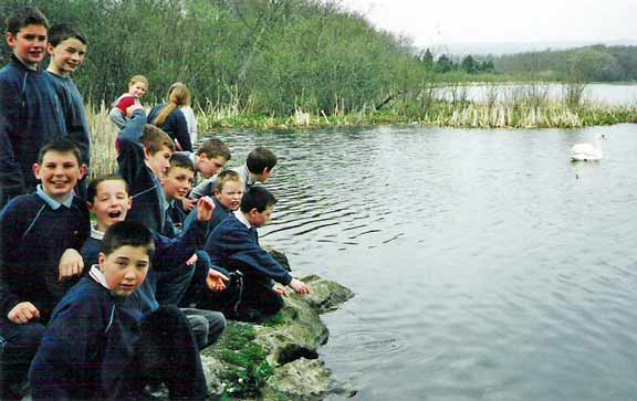 Students at the lake